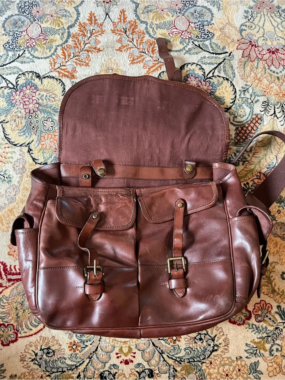 Polo Ralph Loren Men's Brown Leather Messenger/briefcase bag